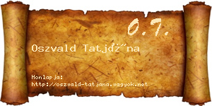 Oszvald Tatjána névjegykártya